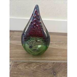 Hand Blown Crystal, Made in Poland- F‎ &C Paperweight 3 Pounds Heavy Teardrop
